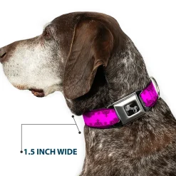 Dog Bone Seatbelt Buckle Collar - Boudoir Wallpaper Fuchsia/Black