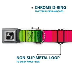 Dog Bone Seatbelt Buckle Collar - Zarape7 Vertical Pinks/Blues/Greens/Black