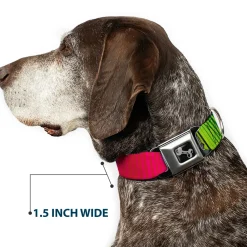 Dog Bone Seatbelt Buckle Collar - Zarape7 Vertical Pinks/Blues/Greens/Black