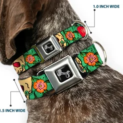 Dog Bone Seatbelt Buckle Collar - Only God Can Judge Me Green