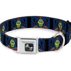 Dog Bone Seatbelt Buckle Collar - Pennsylvania Flags/Black
