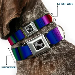 Dog Bone Seatbelt Buckle Collar - Zarape3 Vertical Multi Color Fade