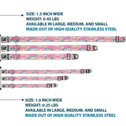 Dog Bone Seatbelt Buckle Collar - Crown Princess Oval Baby Pink/Baby Blue