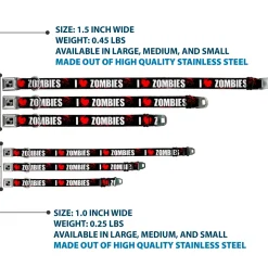 Dog Bone Seatbelt Buckle Collar - I "Heart" ZOMBIES Bold Splatter Black/White/Red