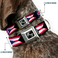 Dog Bone Seatbelt Buckle Collar - Ohio Flag Repeat Black