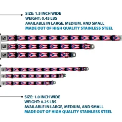 Dog Bone Seatbelt Buckle Collar - Ohio Flag Repeat Black