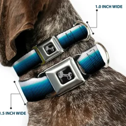 Dog Bone Seatbelt Buckle Collar - Transitioning Dots White/Blue/Black