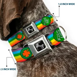 Dog Bone Seatbelt Buckle Collar - St. Pat's Rainbow/Coins