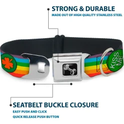 Dog Bone Seatbelt Buckle Collar - St. Pat's Rainbow/Coins