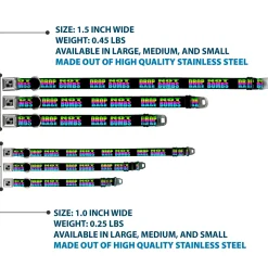 Dog Bone Seatbelt Buckle Collar - DROP BASS NOT BOMBS Black/Rainbow