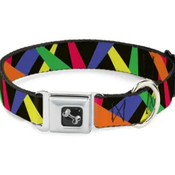 Dog Bone Seatbelt Buckle Collar - Spotlight Black/Multi Neon