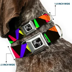 Dog Bone Seatbelt Buckle Collar - Spotlight Black/Multi Neon