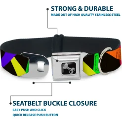 Dog Bone Seatbelt Buckle Collar - Spotlight Black/Multi Neon