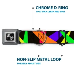 Dog Bone Seatbelt Buckle Collar - Spotlight Black/Multi Neon