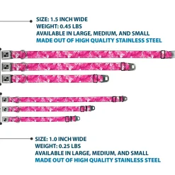 Dog Bone Seatbelt Buckle Collar - Hibiscus Collage White/Pinks