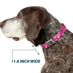 Dog Bone Seatbelt Buckle Collar - Hibiscus Collage White/Pinks