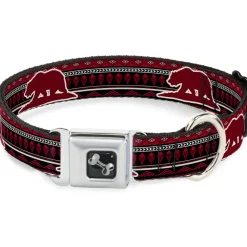 Dog Bone Seatbelt Buckle Collar - Cali Bear/Aztec4 Black/Dark Reds/Cream