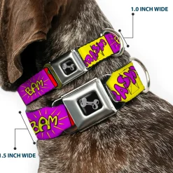 Dog Bone Seatbelt Buckle Collar - Sound Effect Blocks Multi Color