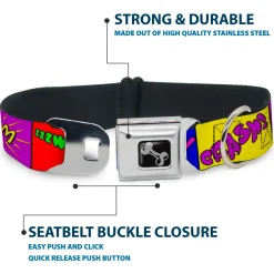 Dog Bone Seatbelt Buckle Collar - Sound Effect Blocks Multi Color