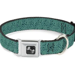 Dog Bone Seatbelt Buckle Collar - Ditsy Floral Teal/Light Teal/Teal