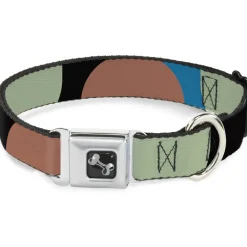 Dog Bone Seatbelt Buckle Collar - Polka Dots CLOSE-UP Black/Blue/Sage/Brown