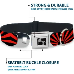 Dog Bone Seatbelt Buckle Collar - Rising Sun Red/Black