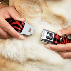 Dog Bone Seatbelt Buckle Collar - Rising Sun Red/Black