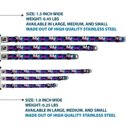 Dog Bone Seatbelt Buckle Collar - Crown Princess Oval Black/Turquoise