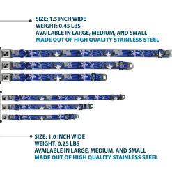 Dog Bone Seatbelt Buckle Collar - Die Hard Skulls & Stars1 Blue/Grays