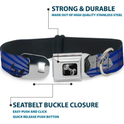 Dog Bone Seatbelt Buckle Collar - Die Hard Skulls & Stars1 Blue/Grays