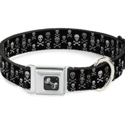 Dog Bone Seatbelt Buckle Collar - Multi Skull Black/Gray