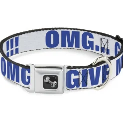 Dog Bone Seatbelt Buckle Collar - OMGâ€¦GIVE ME A BREAK!!! White/Royal