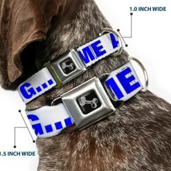 Dog Bone Seatbelt Buckle Collar - OMGâ€¦GIVE ME A BREAK!!! White/Royal