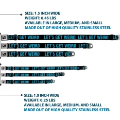 Dog Bone Seatbelt Buckle Collar - LET'S GET WEIRD Weathered Black/Bright Blue