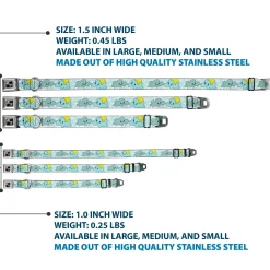 Dog Bone Seatbelt Buckle Collar - Cloudy Skies Rain Clouds White/Blues