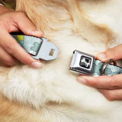 Dog Bone Seatbelt Buckle Collar - Cloudy Skies Rain Clouds White/Blues