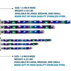 Dog Bone Seatbelt Buckle Collar - Laser Eye Cats in Space