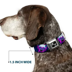 Dog Bone Seatbelt Buckle Collar - Laser Eye Cats in Space