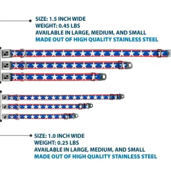 Dog Bone Seatbelt Buckle Collar - Stars/Stripes Red/Blue/White