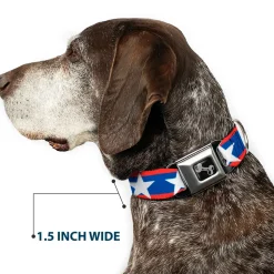Dog Bone Seatbelt Buckle Collar - Stars/Stripes Red/Blue/White
