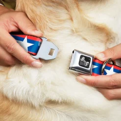Dog Bone Seatbelt Buckle Collar - Stars/Stripes Red/Blue/White