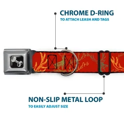 Dog Bone Seatbelt Buckle Collar - Antlers Brown/Turquoise/Gold