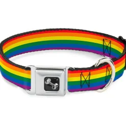 Dog Bone Seatbelt Buckle Collar - Flag Pride Rainbow