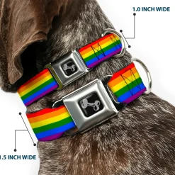 Dog Bone Seatbelt Buckle Collar - Flag Pride Rainbow