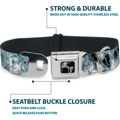 Dog Bone Seatbelt Buckle Collar - Crystals3 Clear