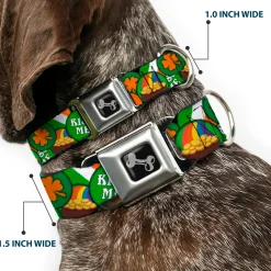 Dog Bone Seatbelt Buckle Collar - St. Pat's 4-Buttons Stacked