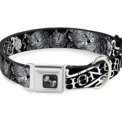 Dog Bone Seatbelt Buckle Collar - Honor Black/White