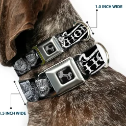 Dog Bone Seatbelt Buckle Collar - Honor Black/White
