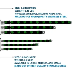 Dog Bone Seatbelt Buckle Collar - St. Pat's Black/Clovers