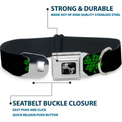 Dog Bone Seatbelt Buckle Collar - St. Pat's Black/Clovers